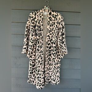Wildfox Pink and Black Leopard Print Cozy Cardigan size L